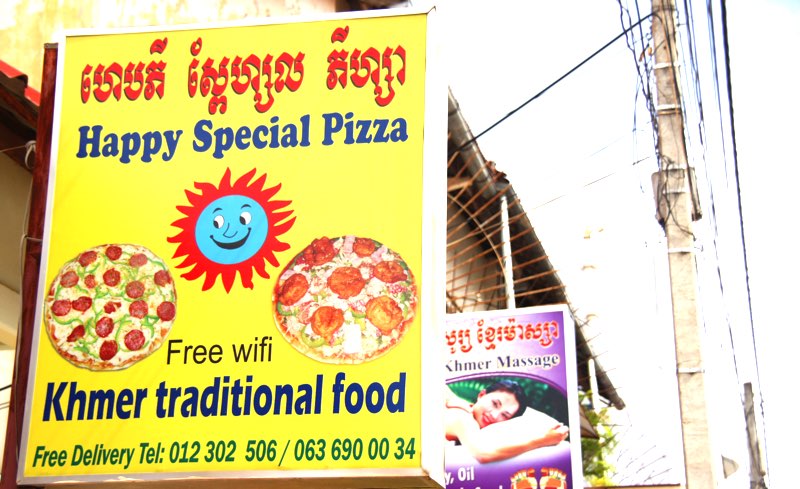 Cambodian Marijuana infused Pizza aka Stoners Happy Pizza in Seam Reap Cambodia