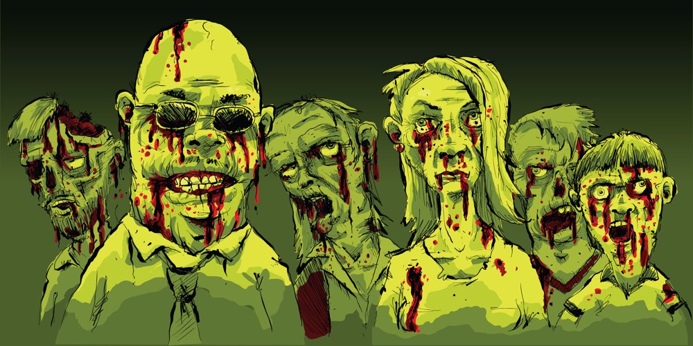 Marijuana cartoon zombies, marijuana clones illustration