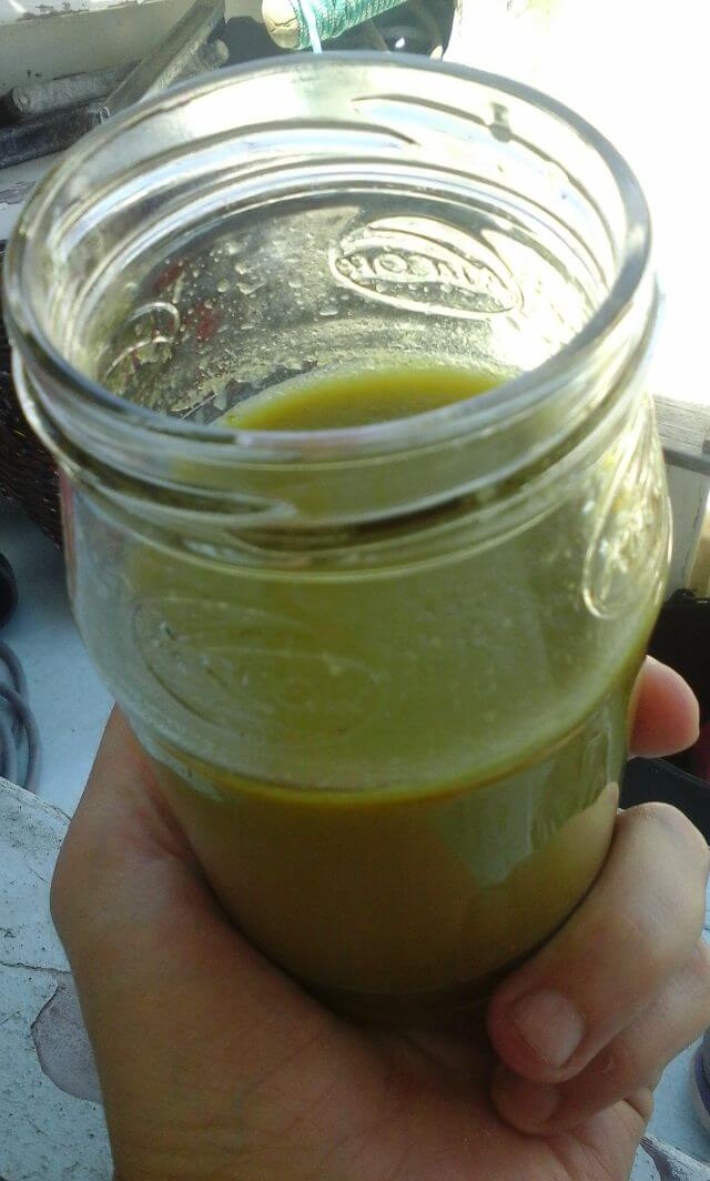 Ready Cannabutter for edibles cooled in a glass jar