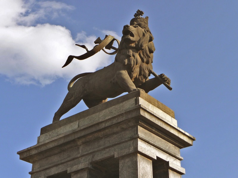 Judah Lion monument in Addis Ababa, Ethiopia, 1930